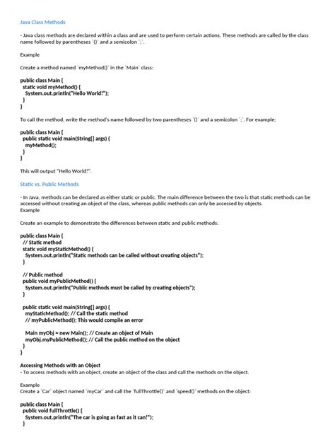 Image result for Java Class Methods Sheet
