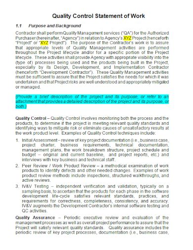 Image result for Quality Control Statement Examples