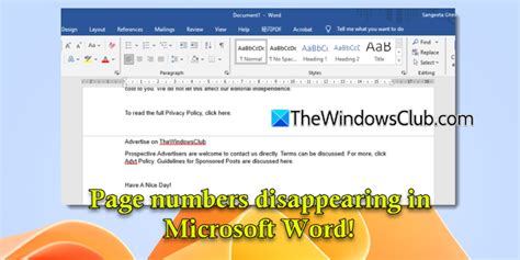 Image result for Insert Page Numbers in Word without Header Disappearing