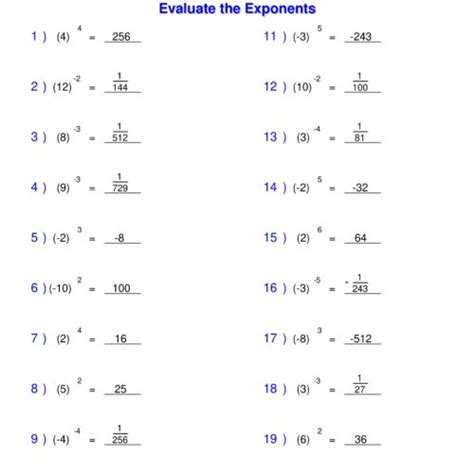 Image result for Square D Exponents Worksheets