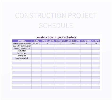 Image result for Construction Project Schedule Excel