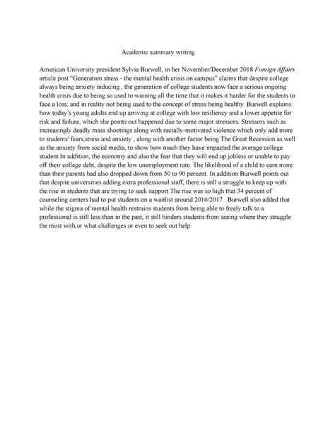 Image result for Academic Summary Example