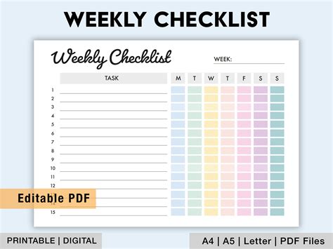 Image result for Weekly Checklist