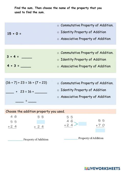 Afbeeldingsresultaten voor Commutative Associative and Distributive Property Worksheet