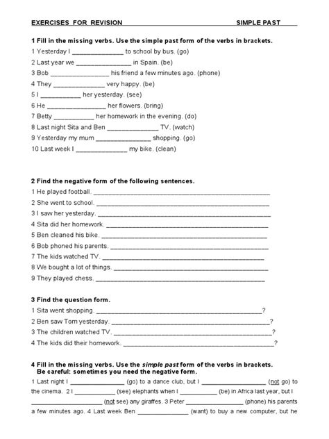 Simple Past Exercises 1 | PDF