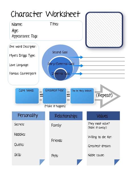Image result for Character Worksheet Writing