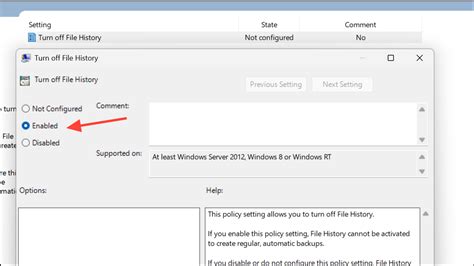 Toradh íomhá ar Turn Off File History
