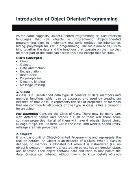 Afbeeldingsresultaten voor Object-Oriented Programming with Inputs