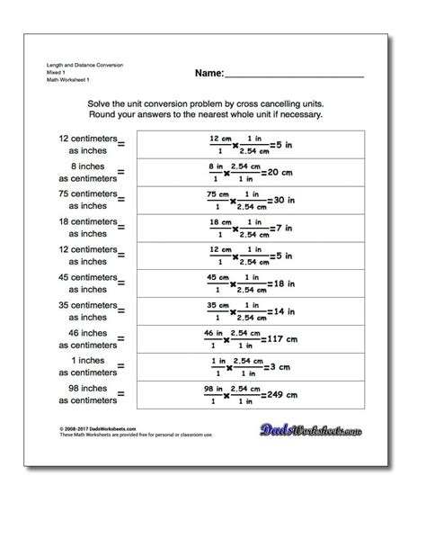 Image result for Free Printable Conversion Worksheets