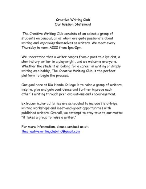 Image result for Social Club Mission Statement Examples