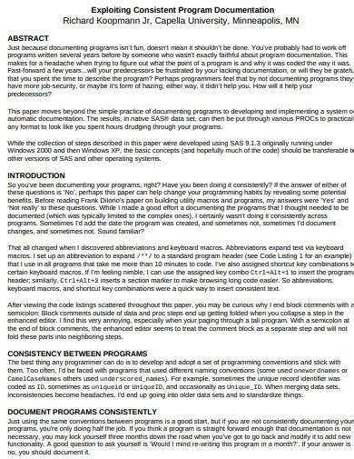 Image result for Program Documentation Sample