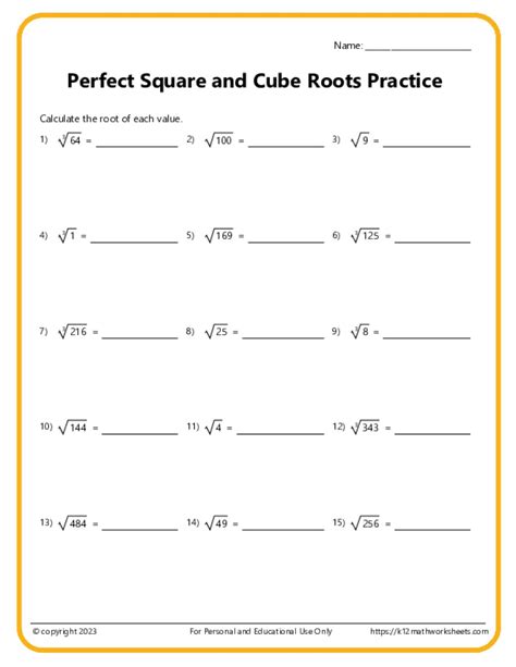 Image result for Square Root and Cube Root Worksheet.pdf