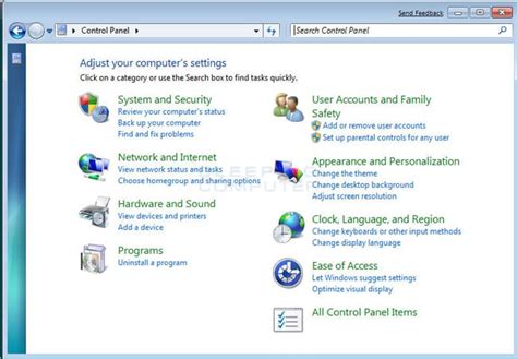Image result for Windows 7 Control Panel Layout