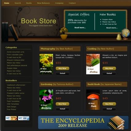 Book Store HTML/CSS Template に対する画像結果