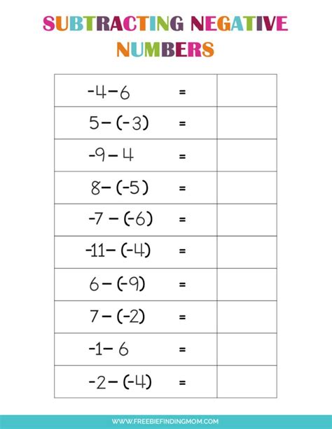 Image result for Printable Negative Numbers Worksheets