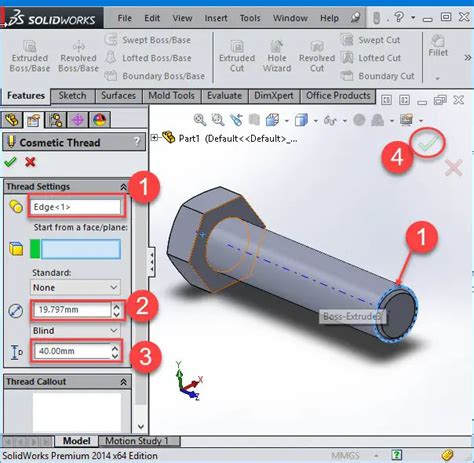 How to Draw Thread in SolidWorks માટે ઇમેજ પરિણામ