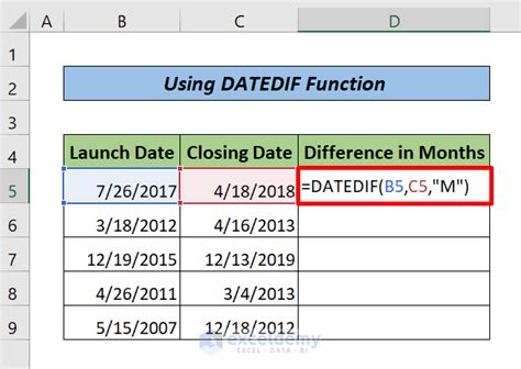 Afbeeldingsresultaten voor Excel Date Difference Formula