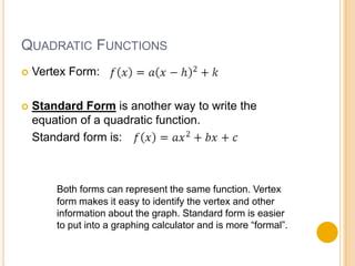 Image result for Quadratic Function Standard Form