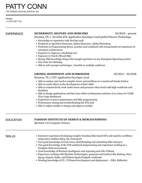 Informatica ETL Developer Resume Sample に対する画像結果