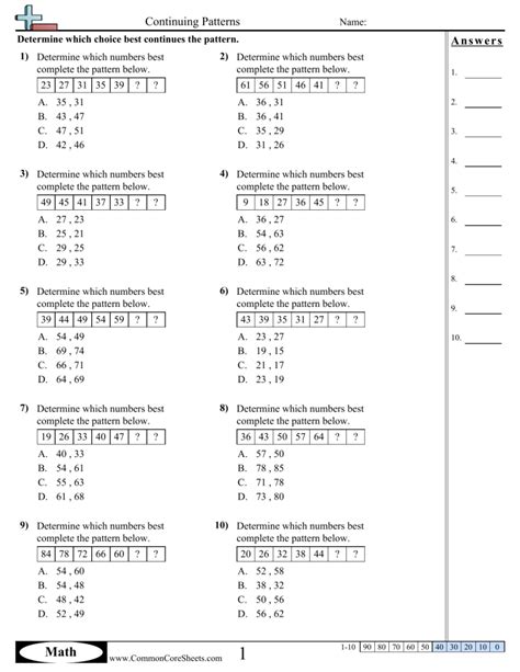 Toradh íomhá ar Complete the Number Pattern Worksheet