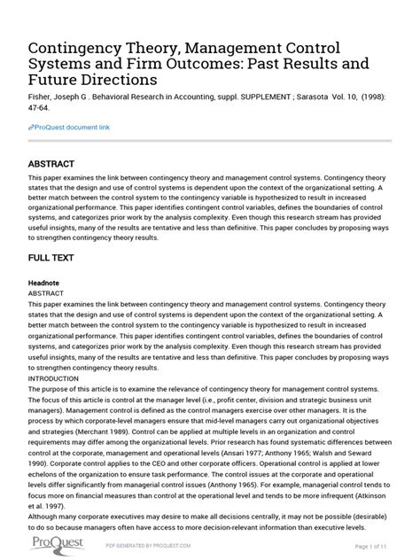 Image result for Contingency Theory Manager