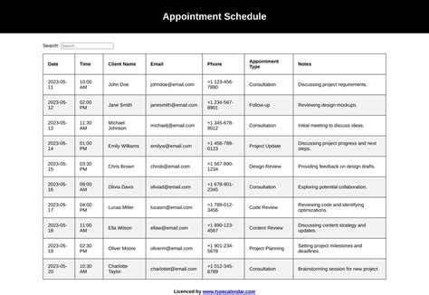 Appointment Schedule Template Word に対する画像結果