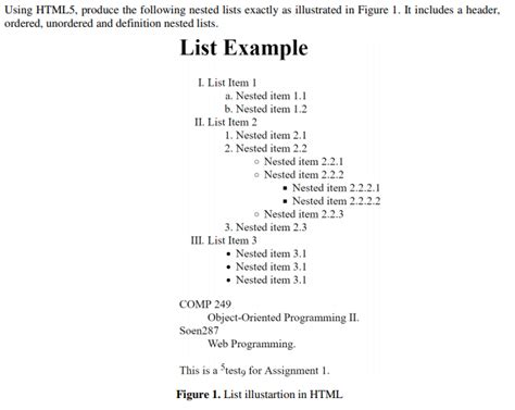 Image result for HTML Assignment for List