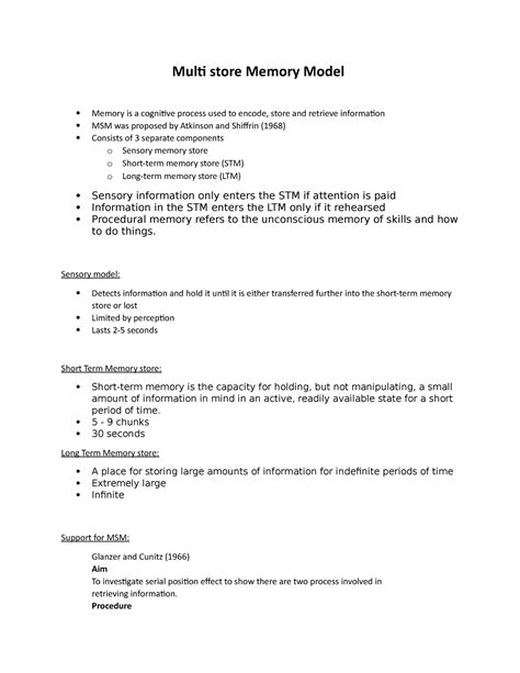 Multi-Store Memory Model Empty Worksheet に対する画像結果