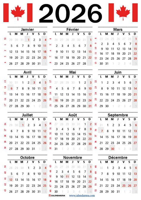 Image result for Calendrier 2026 Québec
