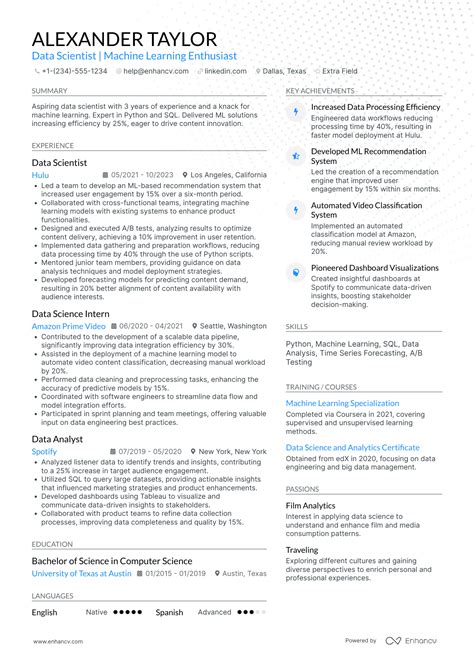 Image result for Data Science Machine Learning Engineer Resume