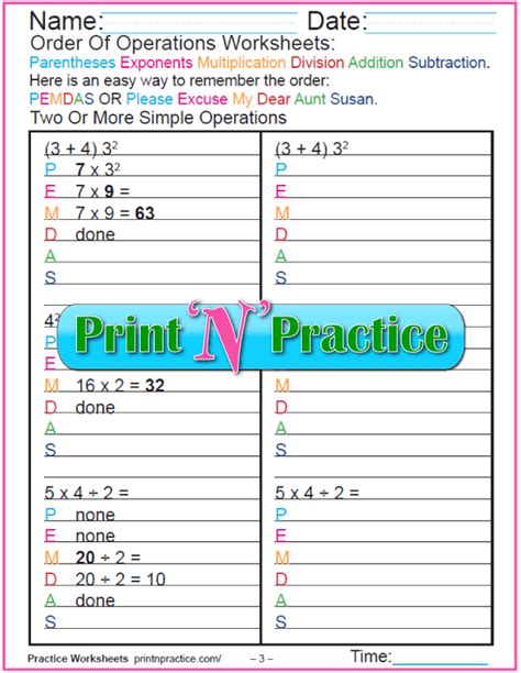 Image result for Order of Operations Elementary Worksheet