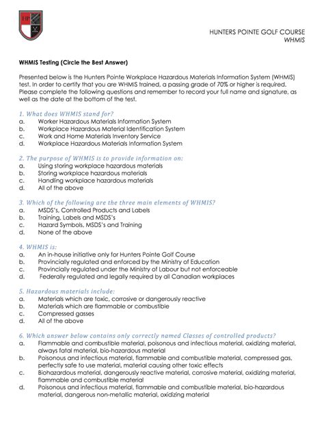 Image result for Free WHMIS Test