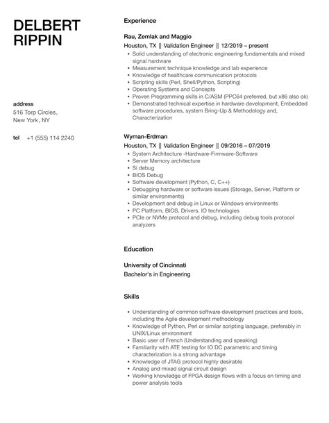 Image result for Validation Engineer Resume Samples