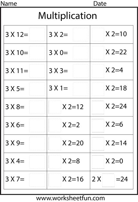 6-9 Multiplication Facts Worksheets に対する画像結果