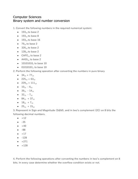 Image result for Conversion of Computer Number System Worksheets