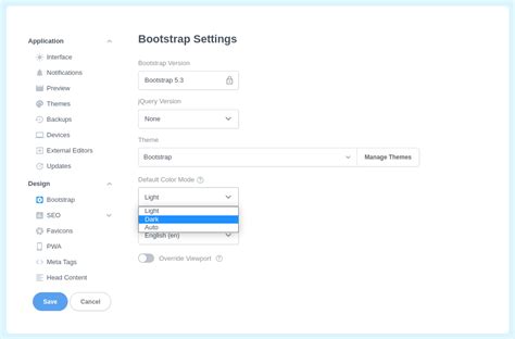 Dark Mode | Bootstrap Studio
