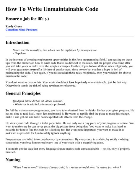 Image result for How to Write Unmaintainable Code