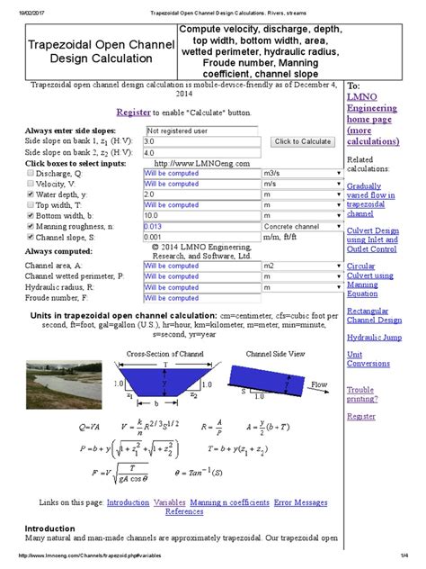 Image result for Trapezoidal Channel Formula