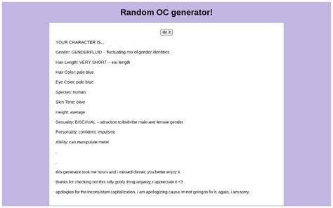 Toradh íomhá ar Random OC Generator with Picture