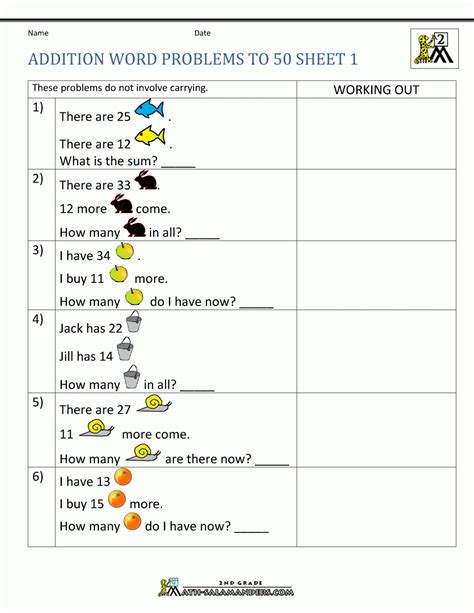 Math Word Problems 2nd Grade Free Printable に対する画像結果
