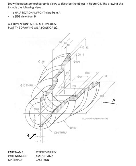 Image result for Section Cut Drawing 3rd Angle Projection