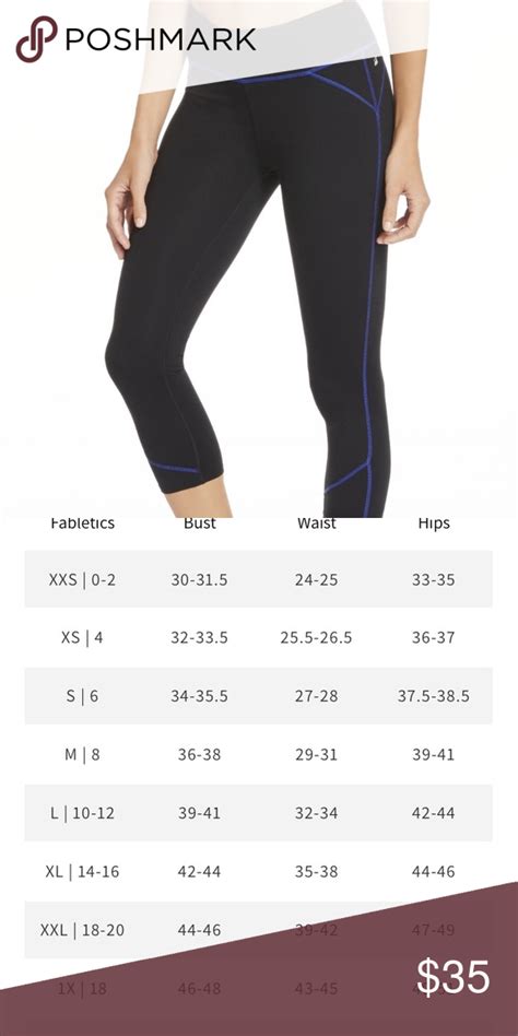 Image result for Fabletics Size Chart
