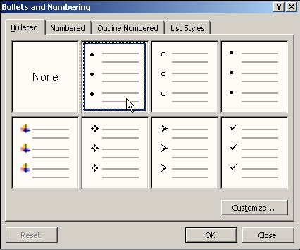 Image result for Bullet Examples