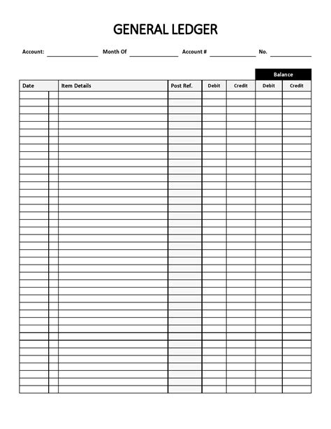 Image result for General Ledger Template