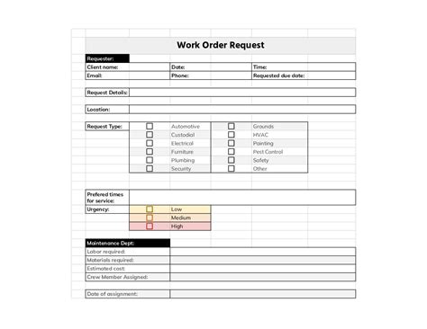 Image result for Maintenance Work Order Request Form