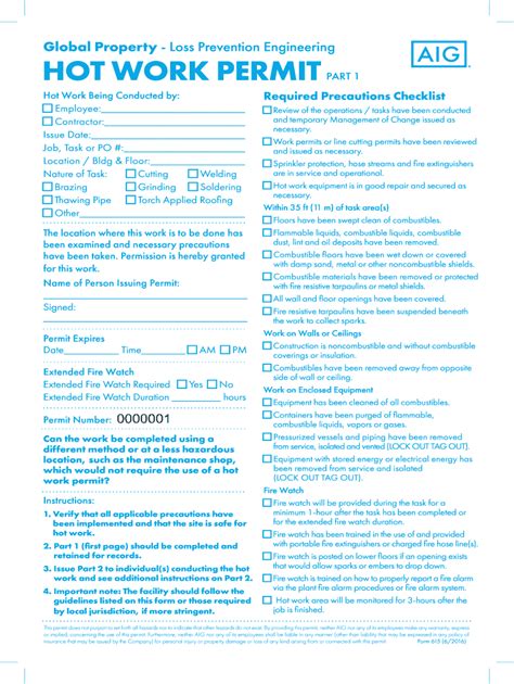 Toradh íomhá ar Hot Work Permit Program