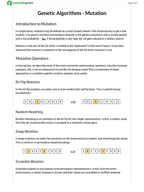 Image result for Mutation in Genetic Algorithm Flipping