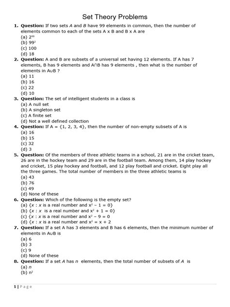 Set Theory Problems に対する画像結果