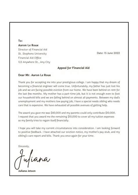 Toradh íomhá ar Appeal Letter for Financial Aid