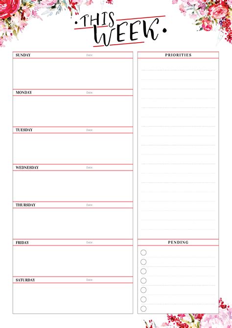 Image result for Weekly Planner Printable Pages